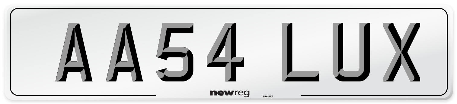AA54 LUX Number Plate from New Reg